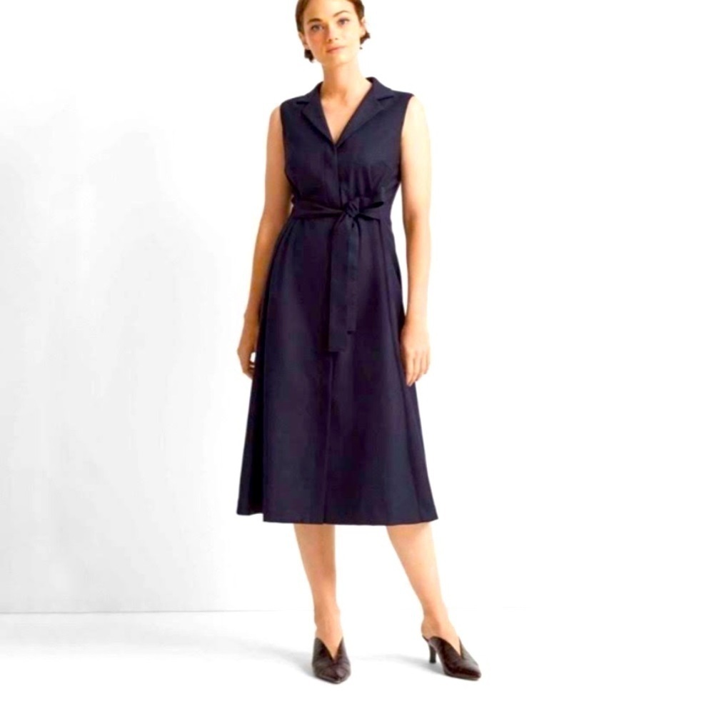 club monaco belted dress MONACO‎ Women's Navy Half A stretchy but refined Size:US 7.5 / EU 40.5 Tailored dress waitlist Blue Bud Corset Dress
